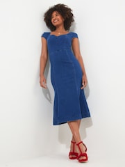 Joe Browns Blue Petite Sweetheart Fishtail Denim Dress - Image 2 of 4
