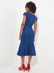 Joe Browns Blue Petite Sweetheart Fishtail Denim Dress - Image 3 of 4