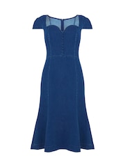 Joe Browns Blue Petite Sweetheart Fishtail Denim Dress - Image 4 of 4