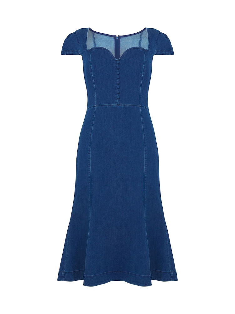Joe Browns Blue Petite Sweetheart Fishtail Denim Dress - Image 4 of 4