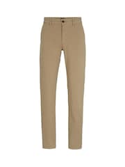 Бежевый - BOSS Slim Fit Stretch Cotton Trousers - Изображение 5 из 5
