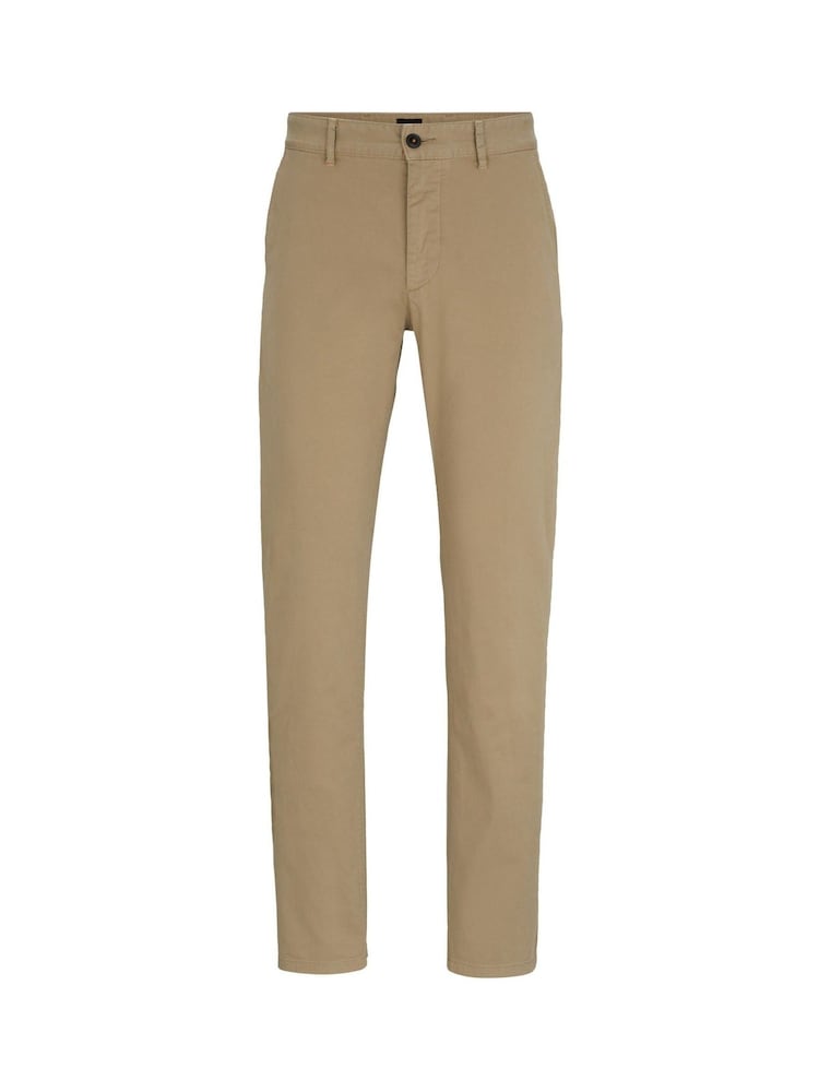 Бежевый - BOSS Slim Fit Stretch Cotton Trousers - Изображение 5 из 5