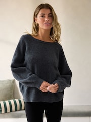 Charcoal Grey Knit Bow Back Jumper - Image 3 of 4