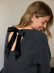 Charcoal Grey Knit Bow Back Jumper - Image 4 of 4