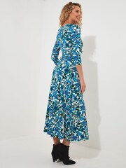 Joe Browns Blue Petite Floral V-Neck Jersey Dress - Image 3 of 5
