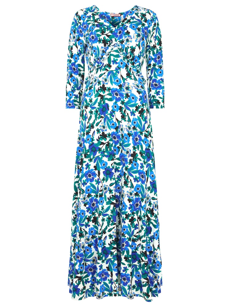 Joe Browns Blue Petite Floral V-Neck Jersey Dress - Image 5 of 5