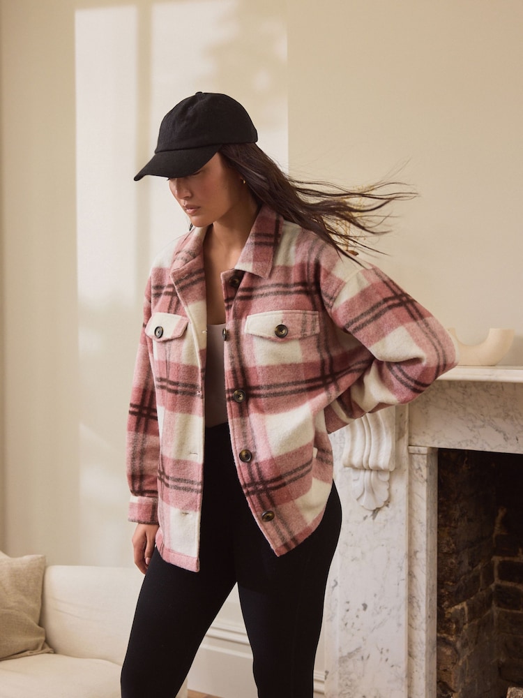 Rosa, kariert - Gebürstete Hemdjacke - Bild 2 von 11 Rosa, kariert - Gebürstete Hemdjacke - Bild 2 von 11