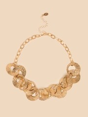 White Stuff Gold Tone Ela Circular Link Necklace - Image 1 of 2