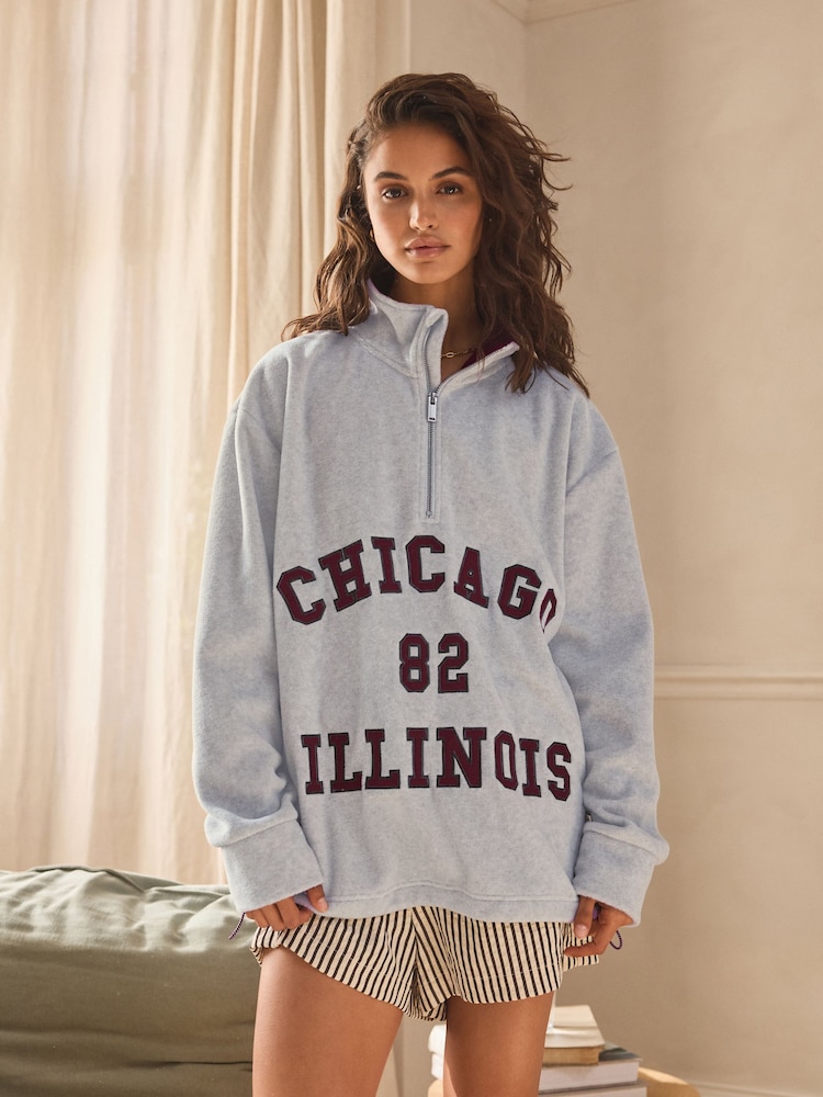 Grey Chicago Half Zip Fleece Top - Image 1 of 10