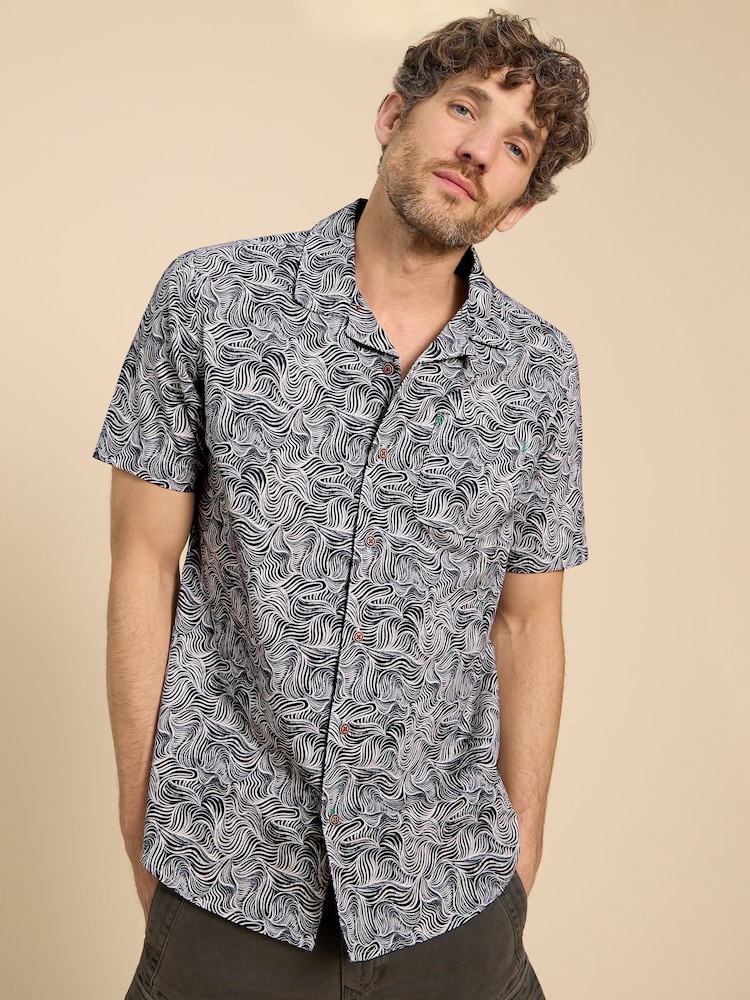 White Stuff Blue Waves Printed Shirt - Image 1 of 7