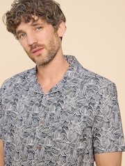 White Stuff Blue Waves Printed Shirt - Image 4 of 7