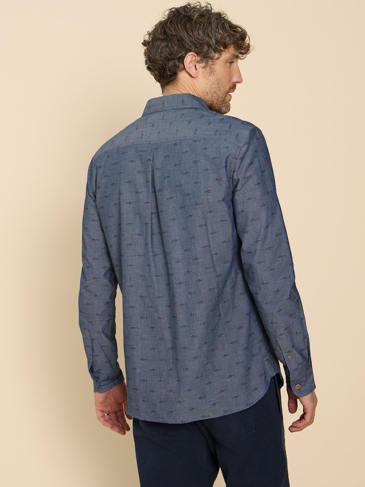 White Stuff Blue Swordfish Printed Shirt - Image 2 of 4