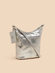 White Stuff Silver Tone Fern Leather Cross-Body Bag - Image 1 of 4