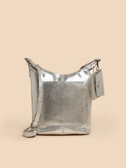 White Stuff Silver Tone Fern Leather Cross-Body Bag - Image 2 of 4