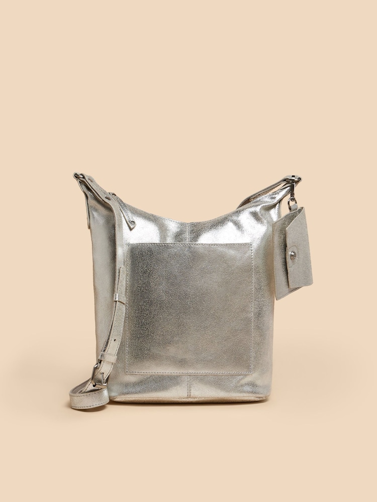 White Stuff Silver Tone Fern Leather Cross-Body Bag - Image 2 of 4