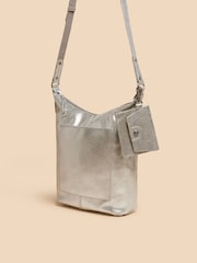 White Stuff Silver Tone Fern Leather Cross-Body Bag - Image 4 of 4