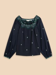 White Stuff Blue Tilly Smock Top - Image 5 of 7