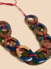 White Stuff Green Thea Wood Resin Link Necklace - Image 2 of 2
