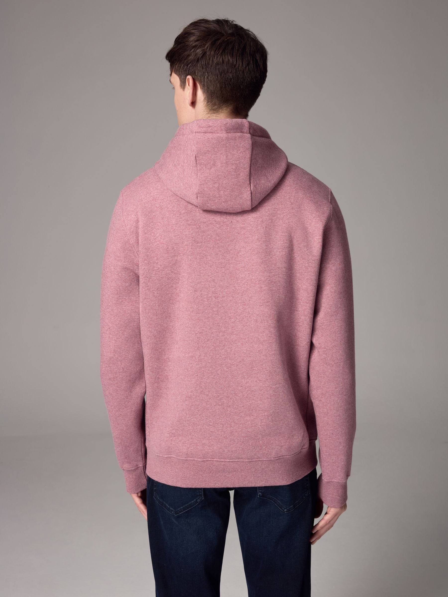 Buy Pink Marl 1 Regular Fit Rich Jersey Fabric Hoodie from