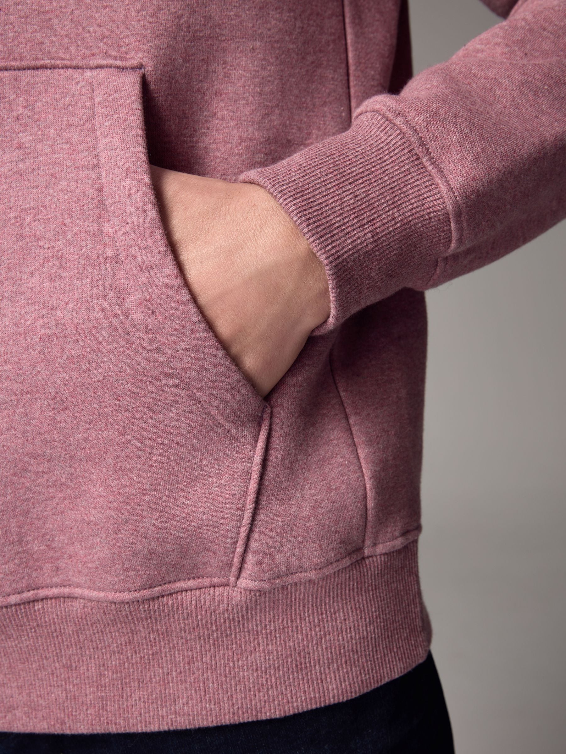 Buy Pink Marl 1 Regular Fit Rich Jersey Fabric Hoodie from