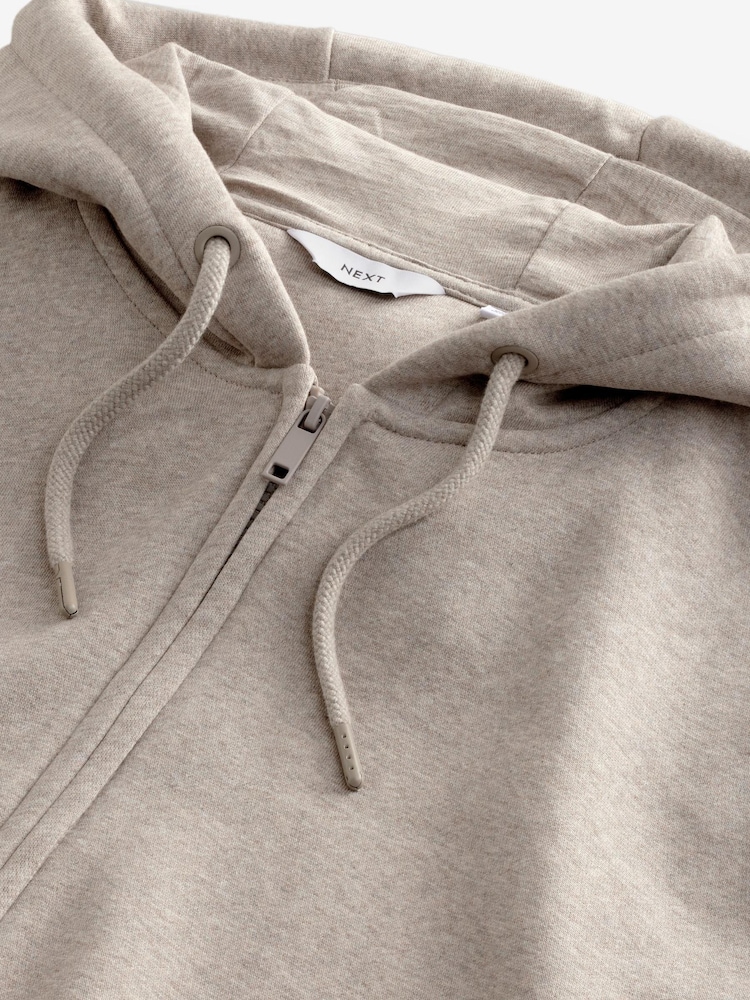 Ecru Cotton-Rich Jersey Zip Up Hoodie - Image 9 of 9