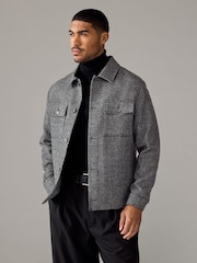 Charcoal Grey Brushed Check Shacket - Image 1 of 8