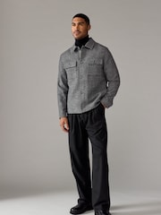 Charcoal Grey Brushed Check Shacket - Image 2 of 8