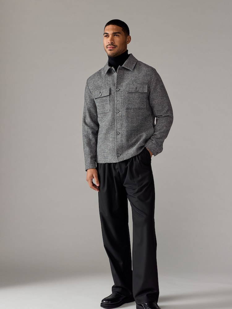 Charcoal Grey Brushed Check Shacket - Image 2 of 8