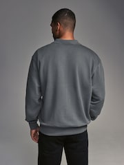 Slate Grey Open Polo Sweatshirt - Image 3 of 7
