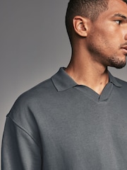 Slate Grey Open Polo Sweatshirt - Image 5 of 7