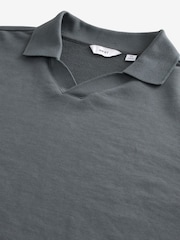Slate Grey Open Polo Sweatshirt - Image 6 of 7