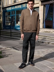 Neutral Zip Through Cotton Rich Jersey Bomber Jacket - Image 2 of 9