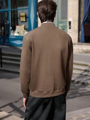 Neutral Zip Through Cotton Rich Jersey Bomber Jacket - Image 3 of 9