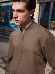 Neutral Zip Through Cotton Rich Jersey Bomber Jacket - Image 4 of 9