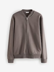 Neutral Zip Through Cotton Rich Jersey Bomber Jacket - Image 5 of 9