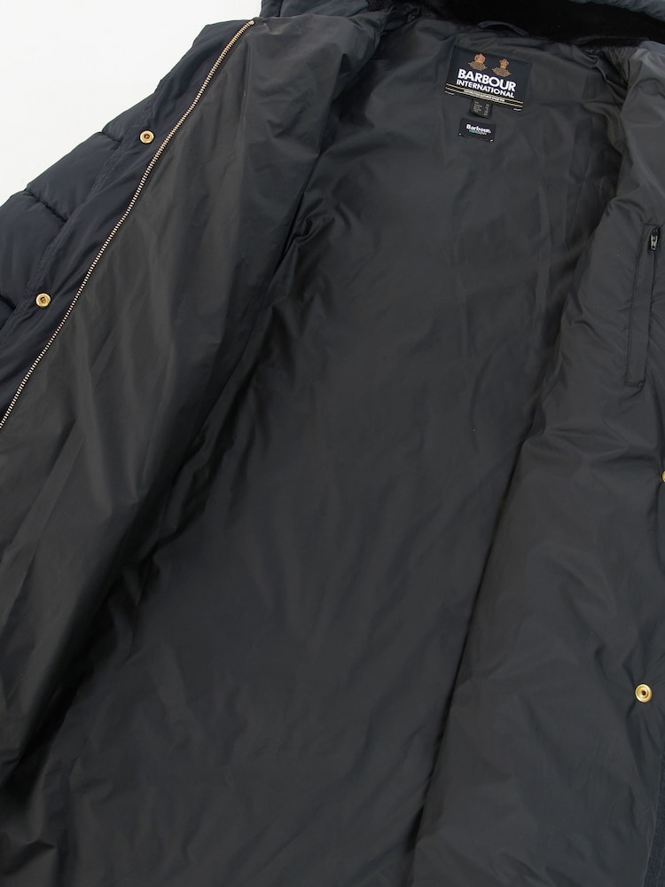 Barbour® International Trackline Longline Puffer Black Jacket - Image 7 of 7