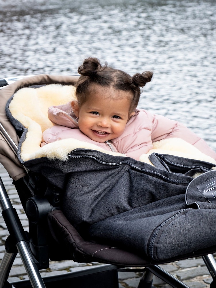 Naturally Sheepskins Charcoal Grey Merino Sheepskin Footmuff - Image 1 of 4