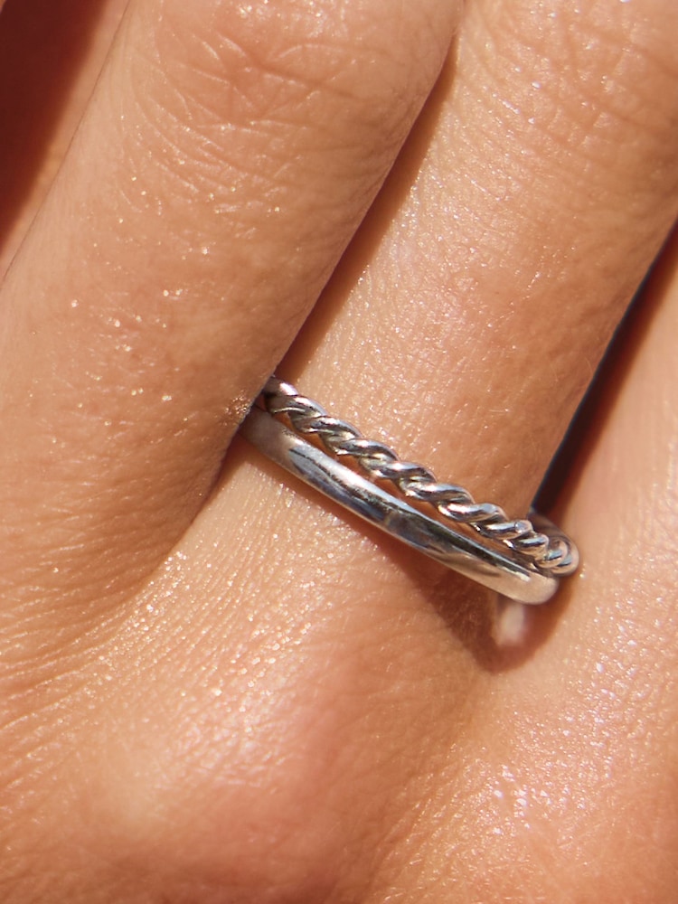Silver Tone Stainless Steel Delicate Ring Pack - Image 2 of 6