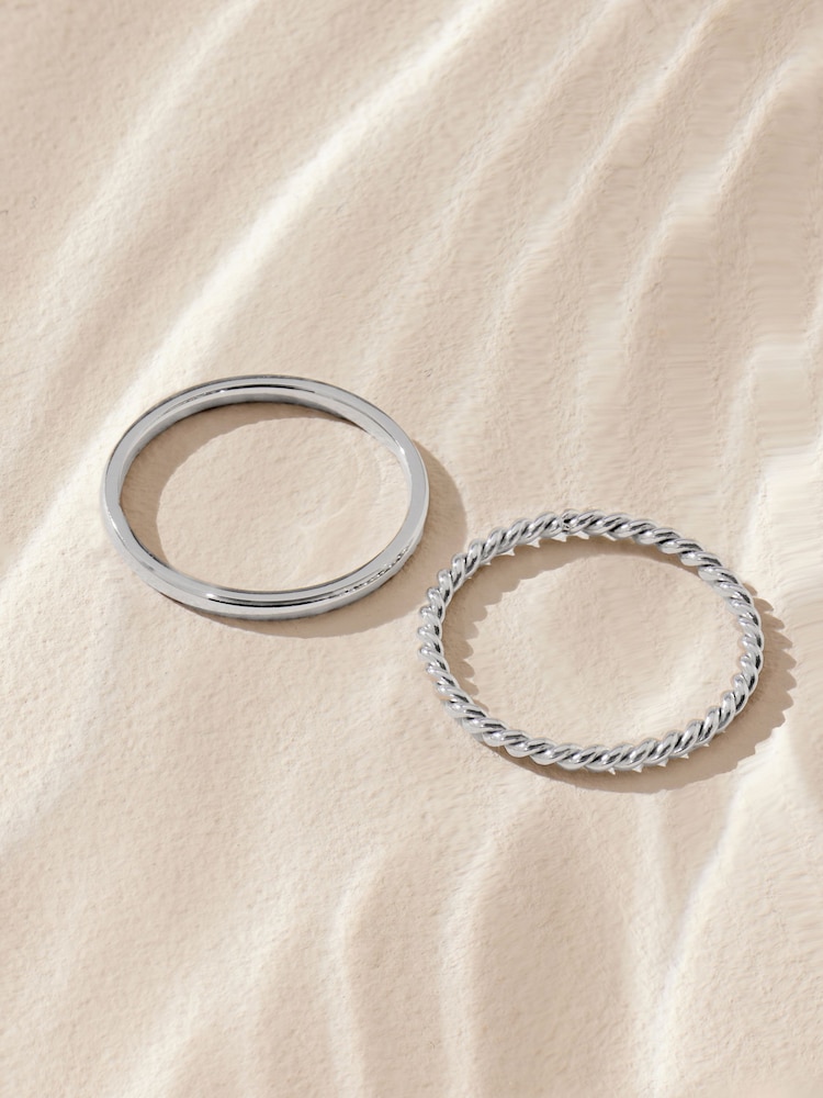 Silver Tone Stainless Steel Delicate Ring Pack - Image 4 of 6