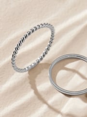 Silver Tone Stainless Steel Delicate Ring Pack - Image 5 of 6