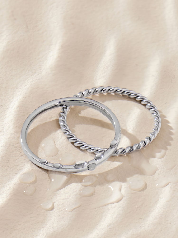 Silver Tone Stainless Steel Delicate Ring Pack - Image 6 of 6