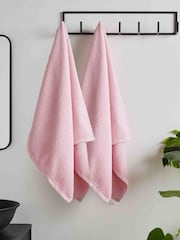 Catherine Lansfield Set of 2 Pink 100% Cotton Anti Bacterial Bath Sheet Towels - Image 1 of 3
