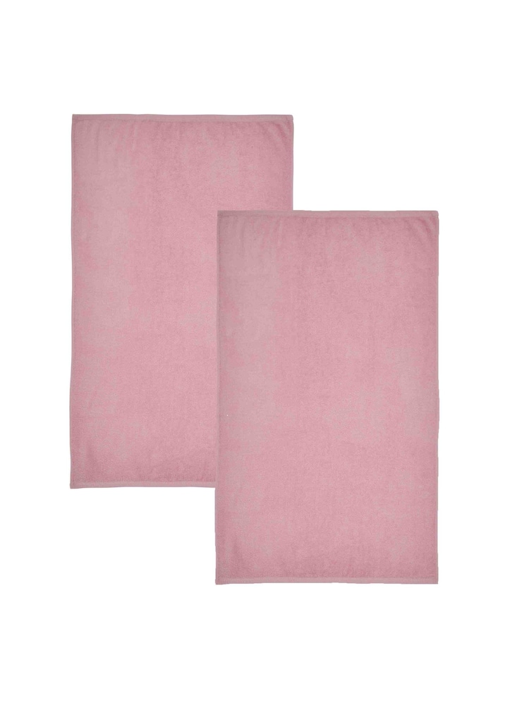 Catherine Lansfield Set of 2 Pink 100% Cotton Anti Bacterial Bath Sheet Towels - Image 3 of 3