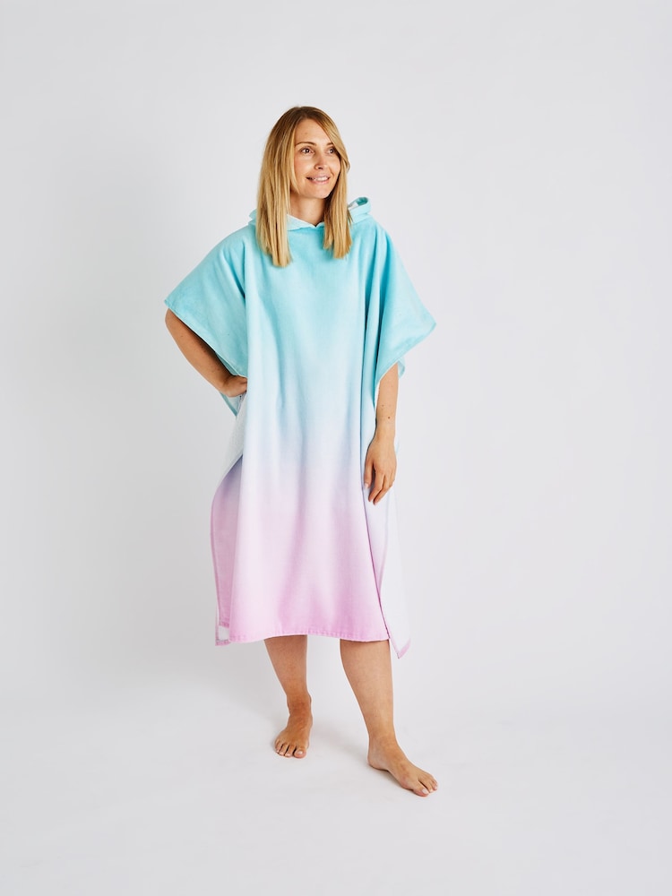 Catherine Lansfield Pink 100% Cotton Ombre Adult Size Hooded Poncho Towel - Image 1 of 5