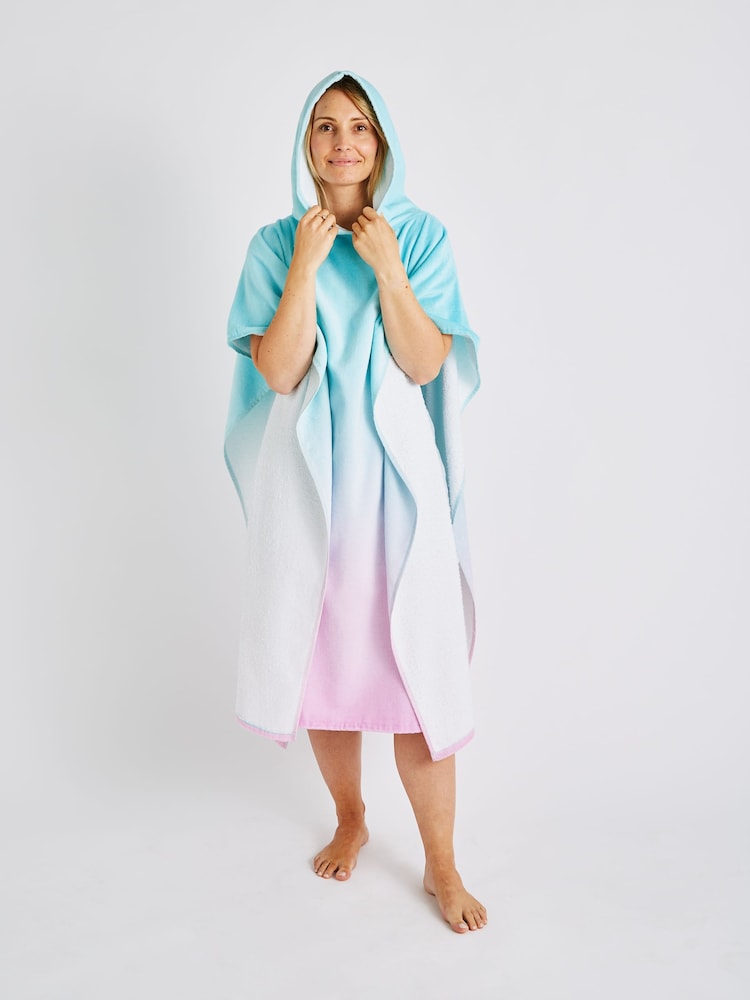 Catherine Lansfield Pink 100% Cotton Ombre Adult Size Hooded Poncho Towel - Image 2 of 5