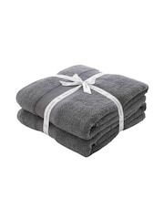 Catherine Lansfield Set of 2 Charcoal Anti-Bacterial 100% Cotton Towels - Image 1 of 3