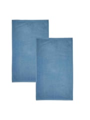 Catherine Lansfield Set of 2 Blue 100% Cotton Anti Bacterial Bath Sheet Towels - Image 3 of 3