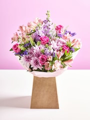 Pastel Rose Chrysanthemum and Stocks Bouquet In Gift Bag - Image 1 of 5