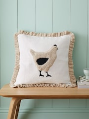 Catherine Lansfield Natural Country Hen 100% Cotton Cushion - Image 1 of 4
