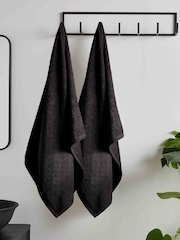 Catherine Lansfield Set of 2 Black 100% Cotton Anti Bacterial Bath Sheet Towels - Image 1 of 3